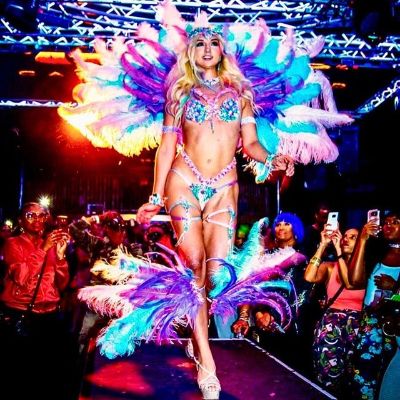 Picture of India Everett during Hollywood carnival runway.